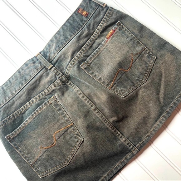 7 for All Mankind Denim Jean Mini Skirt Size 28 Blue Gray Acid Wash - Picture 13 of 13